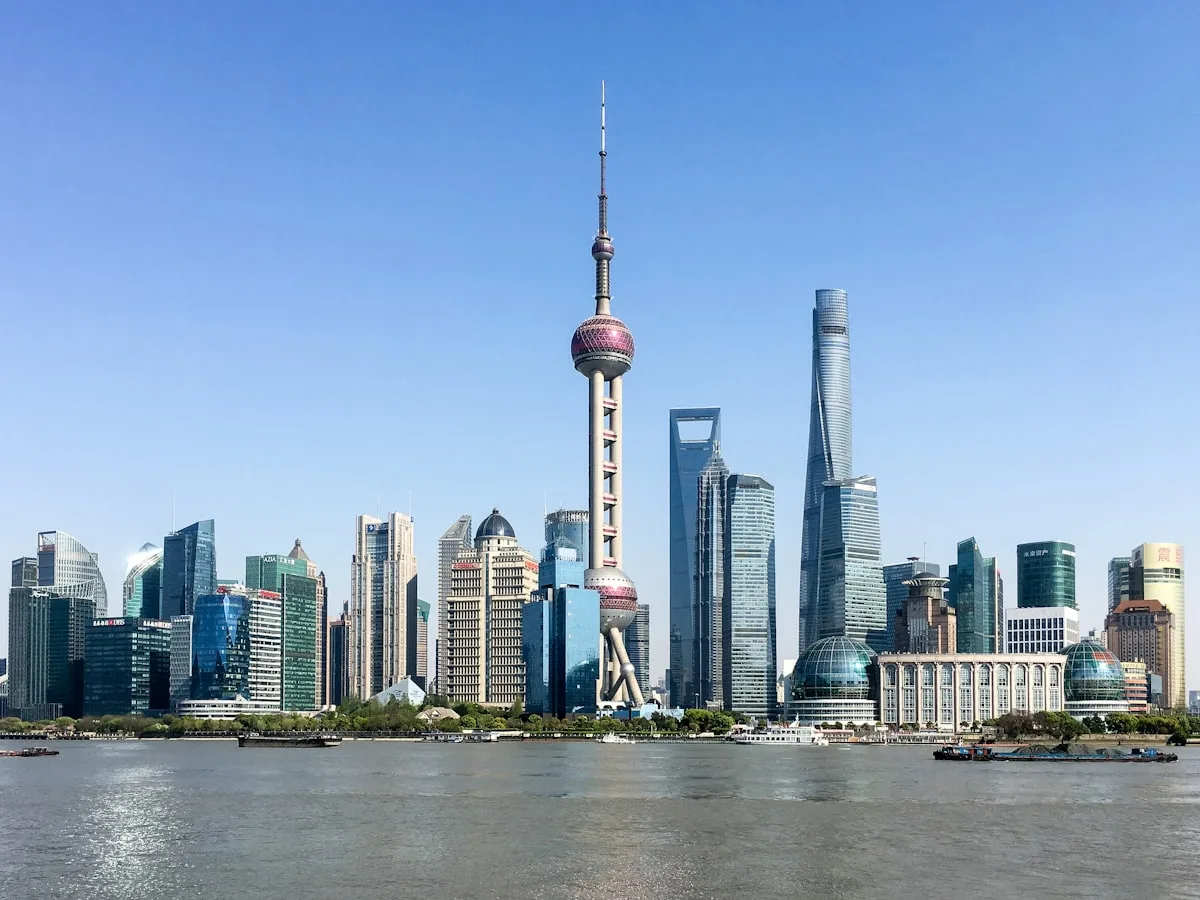 Oriental Pearl Tower and Shanghai skyline in daytime