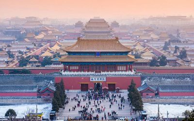 Forbidden City in Beijing with clear blue sky