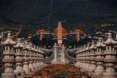A distant view of the Dali Temple