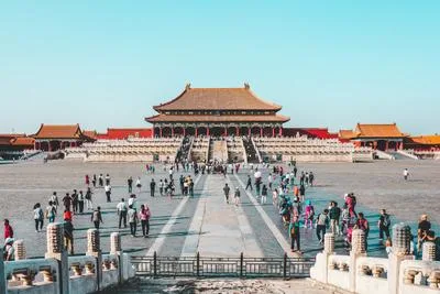 The vast Hall of Supreme Harmony square at Beijing Forbidden City