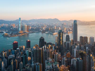 Hong Kong's defining skyline viewed from Victoria Peak — the eastern anchor of China's Greater Bay Area, connecting four cities within one hour