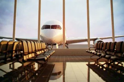 Shanghai Pudong Airport terminal with travelers