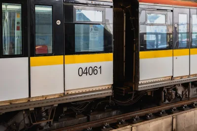 Shanghai Metro train on an elevated track