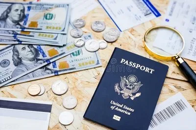 Visa application form and passport on a desk